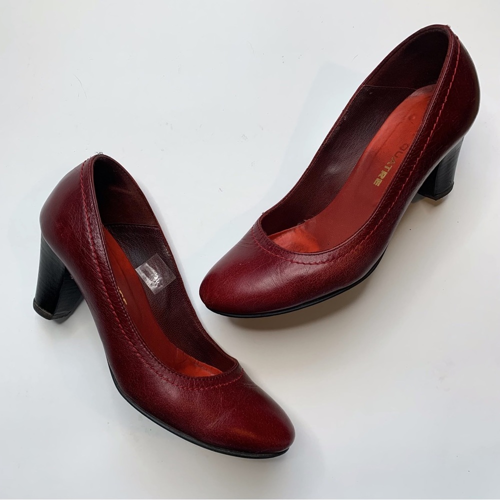 OLI QUATRE Spanish Leather Designer Dark Red Pumps Women’s Heels EU 36 / US 6